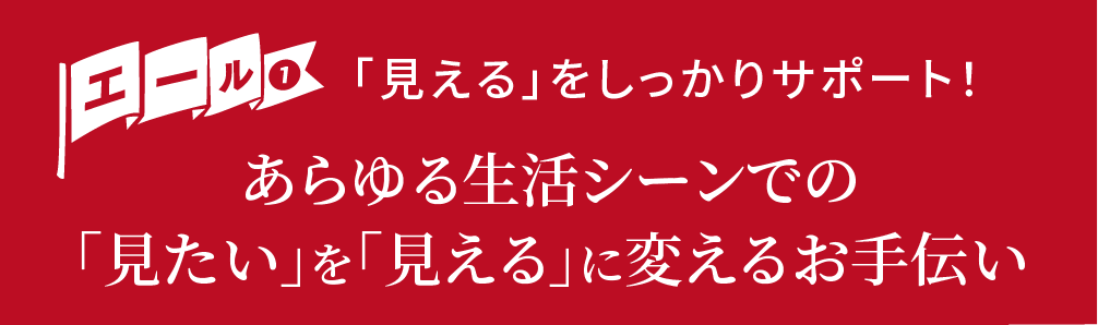 エール①「見える」をしっかりサポート!あらゆる生活シーンでの「見たい」を「見える」に変えるお手伝い